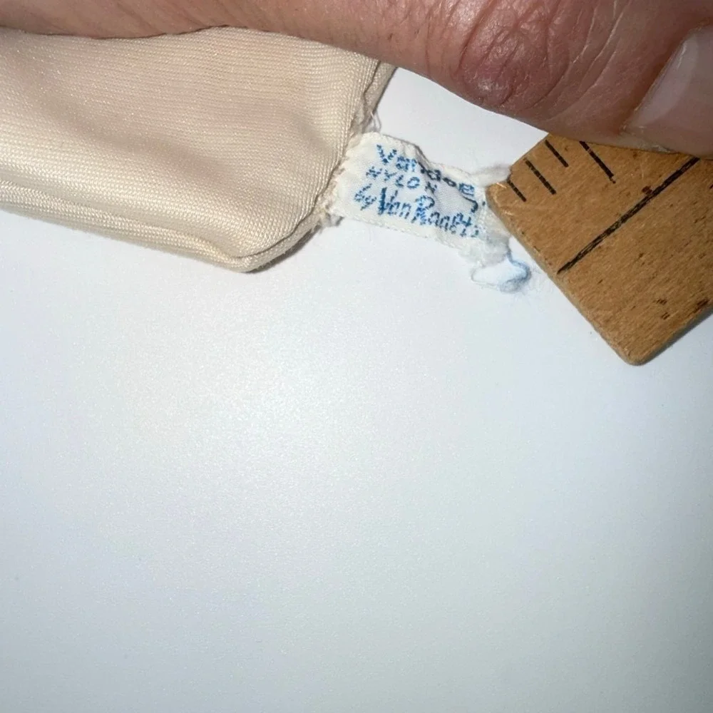 Vintage Van Raalte Ivory Cotton Jersey Dress Gloves Mid Forearm 1950s 13